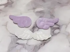 ぬい服 羽根パーツ パステルパープル 白セット
