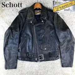 ✨極希少✨Schott ダブルライダース vintage ダメージ ブラック
