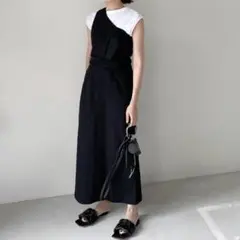 casafline ワンショルダーワンピース　ブラック ※たけ詰め