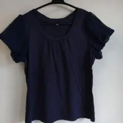 ネイビー シフォン袖 Tシャツ