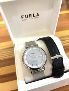 【新品未使用 送料込】FURLA ソーラー腕時計 シルバー/ブラック
