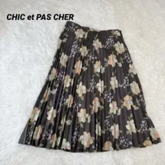 シックエパシュール 花柄 プリーツスカート 日本製　上質　大人可愛い　こなれ感