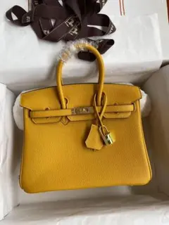 イエロー レザー ショルダーバッグ