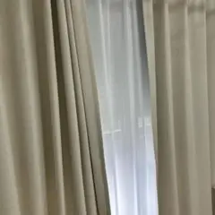 ベージュ ポリエステル ドレープカーテンセット