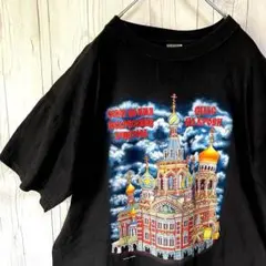 BUNEX Tシャツ　半袖　ブラック黒　ビックプリ　ロシア語　メンズXXLサイズ