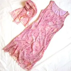 【美品】花柄ノースリーブロングワンピース