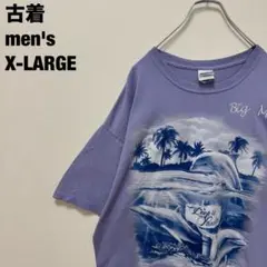 古着 Deep in Paradise Tシャツ イルカ アート 薄紫 XL