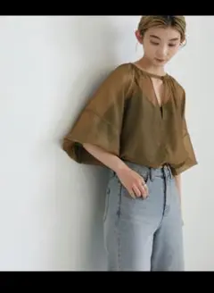 【美品】select MOCA シアーボリュームパフ袖2wayプルオーバー