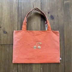 bonpoint オレンジ　リバーシブル　トートバッグ