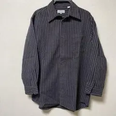 メンズ　ストライプ長袖シャツ 茶系　美品
