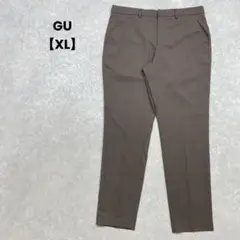 a2439＊GU センタープレスパンツ　ブラウン【XL】スラックス　綺麗め