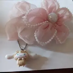 サンリオシナモンロールピンク花型シュシュ
