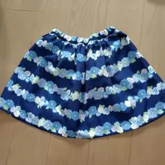 【エニィファム】花柄フレアスカート ネイビー