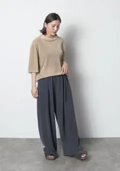 未使用品　meri　ミーリー　ギャザーリラックスパンツ　ネイビー