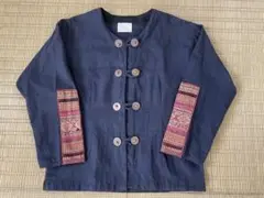 カレン族　ソップモエアーツ　sopmoei ネイビーブルー　ジャケット　刺繍入り
