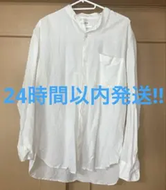 【美品】ユニクロ　プレミアムリネンスタンドカラーシャツ　長袖シャツ