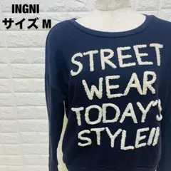 INGNI ストリートウェア トレーナー M テキストプリント ネイビー【21】