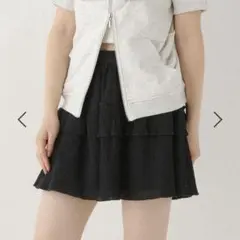 【美品】Heather コットンフリルミニスカート　ブラック