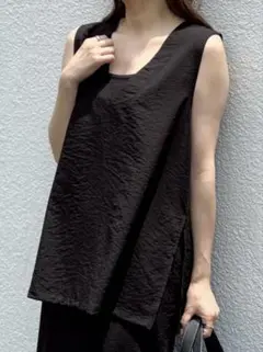 an chic リネンライクVカットベスト