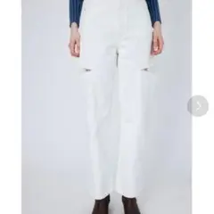 MOUSSY THIGH SLIT WHTLOOSE STRAIGHT デニム