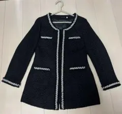 美品 ツイード パール ノーカラー ジャケット M フォーマル 卒業式 入学式