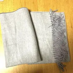 手触り最高✨　グレー フリンジ付き マフラー　メンズ　大判　柔らかい