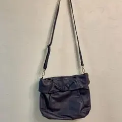 ★良品　ダークグレー レザー バッグ リボン付き