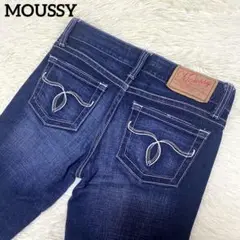 希少　moussy 24 美脚 デニム ホワイトステッチ ポケット刺繍 美品