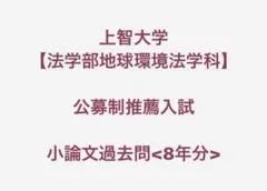 【上智大学過去問】法学部地球環境法学科/小論文試験
