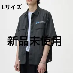【新品】GUナイロンダブルポケットシャツ(5分袖)ダークグレー Lサイズ