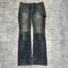 00s archive studs flare denim pants y2k