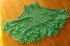 シフォンフリルスカート　グリーン　社交ダンス　スパンコール　コスプレ
