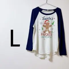 8 サンタの好きなジンジャーブレッドマンTシャツ L/G トップス クリスマス