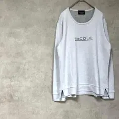 ニコル　長袖トレーナー　白系　ロゴTシャツ　綿混　コットン　秋冬　スリット