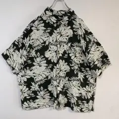 puritan 葉柄プリント 半袖シャツ ダークグリーン 3XL