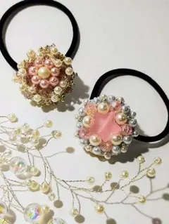 ビーズ刺繍のくるみボタン