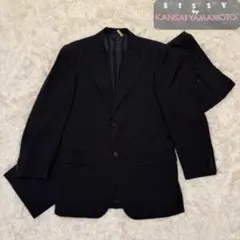 【美品】KANSAI YAMAMOTO スーツ 背抜き ストライプ 黒 92A5