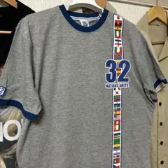FIFA WORLD CUP2010南アフリカ・リンガーTシャツ・万国旗・グレー