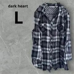 dark heart チェック柄シャツ Lサイズ ブラック グレー ブルー