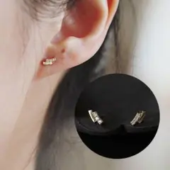 ピアス ゴールド ライン キラキラ 小ぶり 韓国 ミニ 小さい