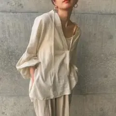 美品　SELECT MOCA ボリュームスリーブリネンスキッパーシャツ