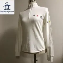 マンシングウェア ゴルフ長袖 ハーフジップ ウェア ホワイト Mサイズ