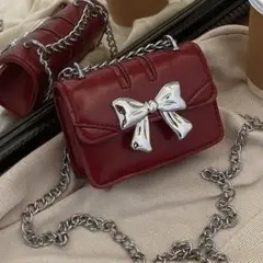 SHEIN リボン チェーン ミニショルダーバッグ