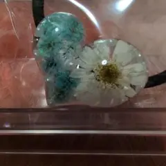 【新品未使用】ハンドメイド　押し花ハート型レジンヘアゴム　125