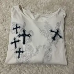 フェアリーグランジホワイト クロス柄 長袖 Tシャツ