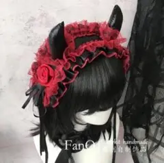小悪魔的ヘッドドレス　ブラック×レッド