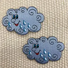 刺繍ワッペン　雲　雨　2枚セット
