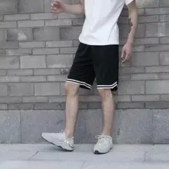 ハーフパンツ L バスケ バスパン 黒 ブラック 新品 メンズ ジム