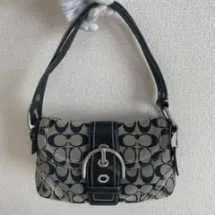 コーチ Coach シグネチャー キャンバス レザー ショルダーバッグブラック