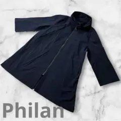 『Philan』レディース　ブラック　コート　セミロング　ジップアップ
